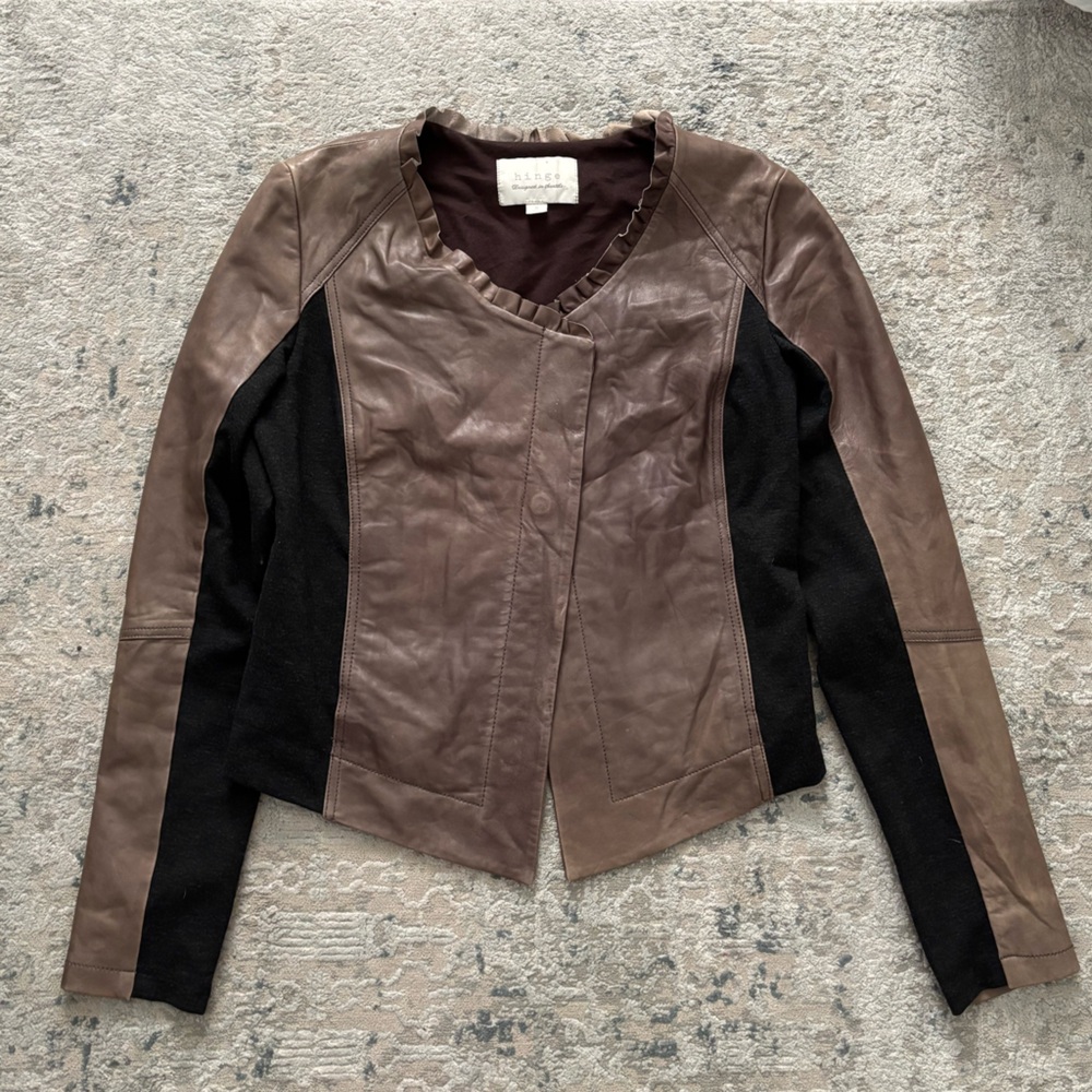 hinge Brown and Black Mixed Fabric light jacket